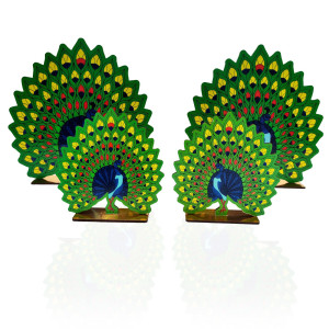 Feathered Peacock Cutout Combo – Large & Small Set (Pack of 4)